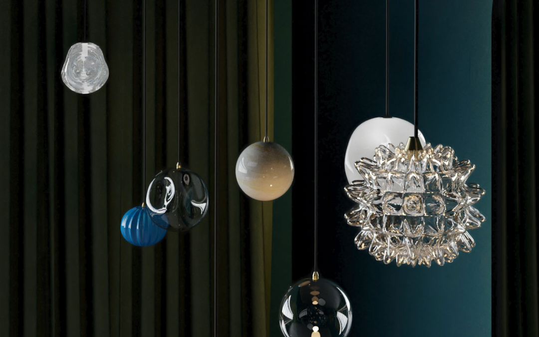 USING A MAGNETIC TRACK SYSTEM WITH A COLLECTION OF MURANO GLASS FROM BYIBA LIGHTING.